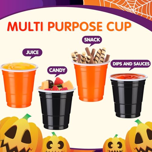 50 Pcs Halloween Plastic Shot Glasses 2 oz Disposable Party Cups - Black & Orange