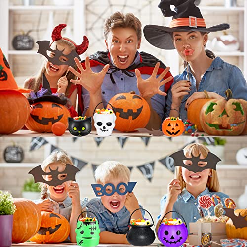 Halloween Candy Buckets Set - 14 Mini Plastic Trick-or-Treat Containers with 7 Styles