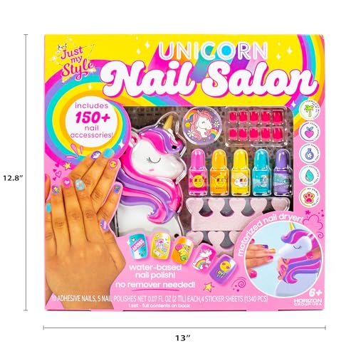 Just My Style Rainbow Unicorn Nail Art, Nail Polish Set For Kids, Unicorn Nails Kit, Great Birthday Party or Sleepover Activity, Girl’s Night Manicure Set For Kids Ages 6, 7, 8, 9