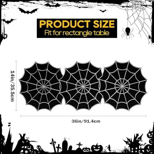 Halloween Spider Web Table Runner 14x36 Inch Embroidered Gothic Decor - Variation of THIS listing