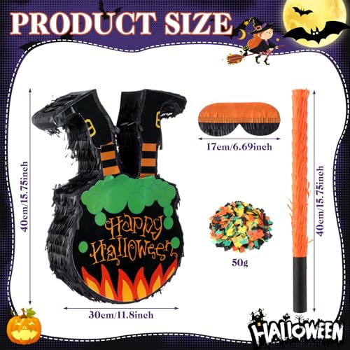Halloween Witch Legs Piñata Set with Blindfold Bat & Confetti for Party Decorations