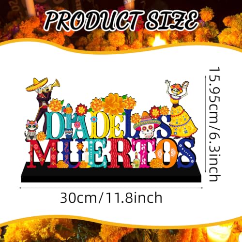 Dia De Los Muertos Wooden Table Sign - Colorful Day of the Dead Decor