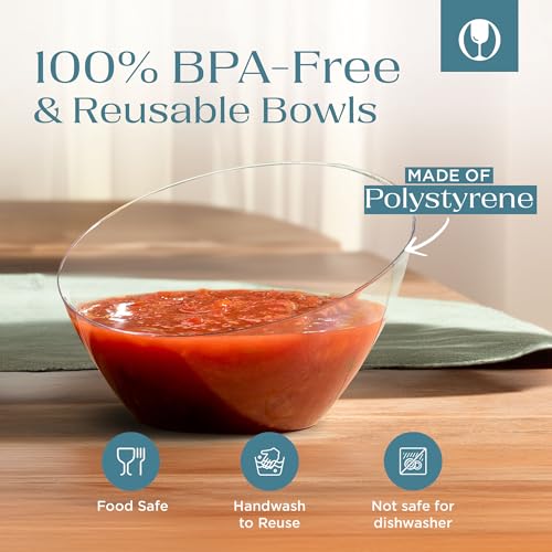 Clear Angled Plastic Serving Bowls - 8oz Small Pack of 5 for Parties - Variation: Clear / Small 8 OZ