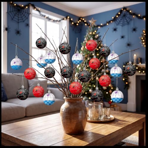 Cute Spider Ball Ornaments 24PCS 2.4in Shatterproof Hanging Decor - Unbreakable Halloween or Holiday Decorations