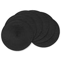 Round Placemats Set of 6 - Black Heat Resistant Washable Woven Table Mats