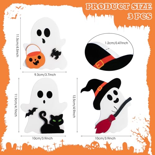 Halloween Ghost Decorations Set - Wooden Tiered Tray Indoor Home Decor