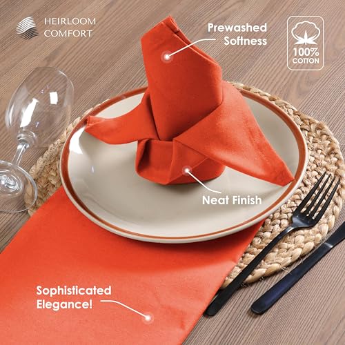 Bright Orange Cotton Napkins 17x17 Set of 12 - Reusable & Absorbent