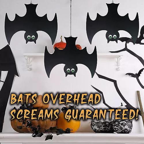 Halloween Hanging Bat Decorations with Glowing Eyes - Spooky Outdoor & Indoor Décor