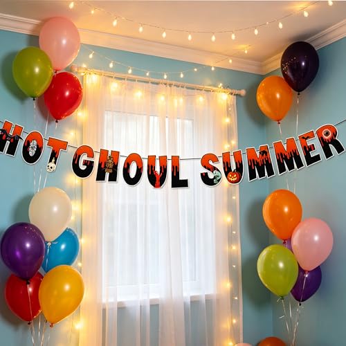 Summer Halloween Banner - Ghoul Summer Party Decor for Pool & Backyard