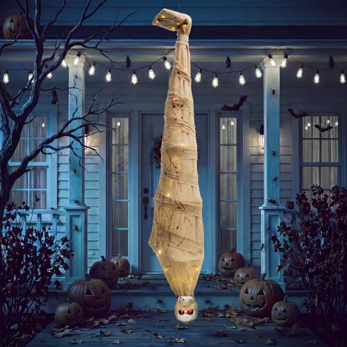 Yellow 70in Voice-Activated Shaking Corpse Halloween Decoration