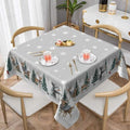 Reindeer Snowman Grey Square Tablecloth 54x54 Inch Water-Resistant Washable Winter Decor