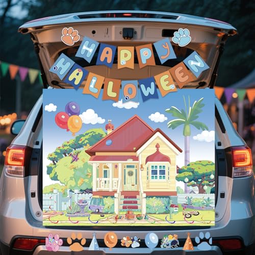 Halloween Trunk or Treat Car Decorations Kit with Banner and Stickers