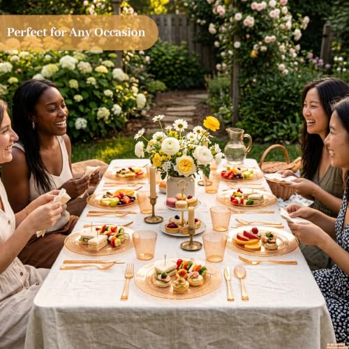 Orange Glitter Plastic Dinnerware Set for 50 Guests - 350 Pieces - Disposable Party Plates, Cups, Silverware & Napkins