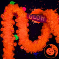 Neon Pumpkin Halloween Garland - 26ft Fluorescent Tinsel Decor with Pumpkins - Variation of THIS listing
