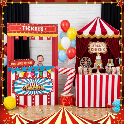Red Carnival Photo Booth Backdrop 4x2.3 ft Party Decorations for Events