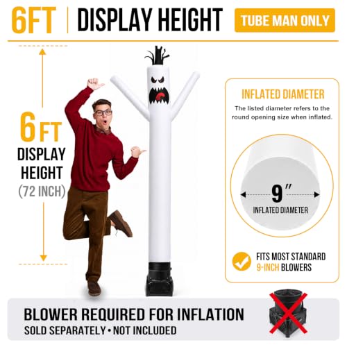 Ghost Inflatable Tube Man - 6FT Tall Wacky Wavy Dancing Guy for Outdoor Decoration - Variation: Ghost-6FT