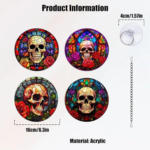 Gothic Skull Window Hanging - Stained Acrylic Wall Art for Decor & Parties
