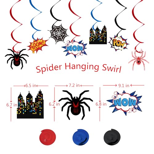 Spider Party Decorations Set - Web Tablecloth, Banner & Hanging Swirls - Variation of 3.0