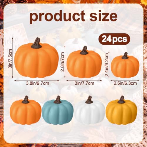 Rustic Color Fall Faux Pumpkins Set of 24 - 3 Sizes Autumn Table Centerpiece