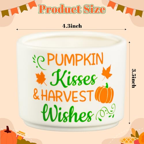 Mini Autumn Ceramic Candy Bowl Set - Pumpkins & Maple Leaves, 4.3 x 3.5 Inches - Fall Decor & Holiday Tableware