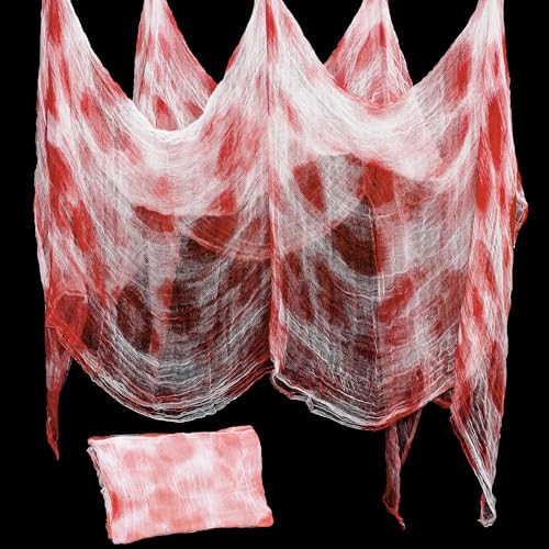 Red Halloween Creepy Cloth - 48x240 Inch Spooky Fabric for Decorations