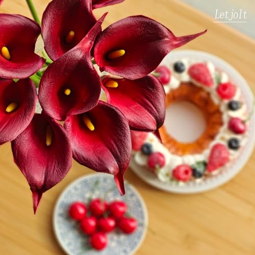 Dark Red Artificial Calla Lily Flowers 20Pcs - Elegant Wedding & Decor Flowers