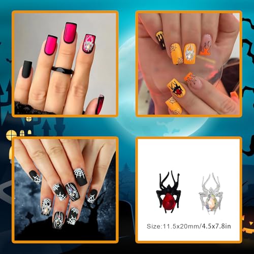 Halloween Nail Art Rhinestones 3D Spider Charms - Manicure Decorations Set