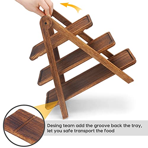 Brown 17.2 x 7.5 Inch Wooden 3-Tier Serving Tray Cupcake Stand