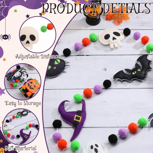 Halloween Felt Banner Set - Classic Halloween Party Decorations with 2 Banners & Pom Poms - Variation of Halloween 1