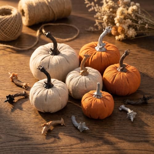 Artificial Pumpkin Stems for Crafts and Halloween Decor - 50 Pieces