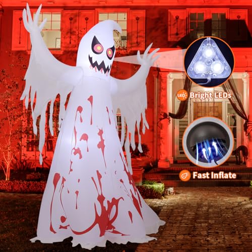 Giant Inflatable Ghost Halloween Decoration with LED Lights - 8.2 ft Outdoor Yard Decor