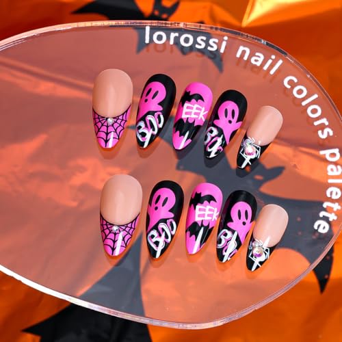Halloween Press-On Nails - Special Halloween-1, Pink & Black Gothic Design