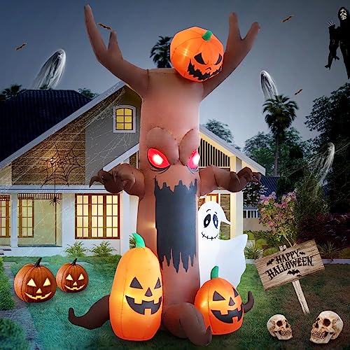 9ft Ghost Pumpkin Halloween Inflatable Decoration with LED Lights for Outdoor Yard Garden
