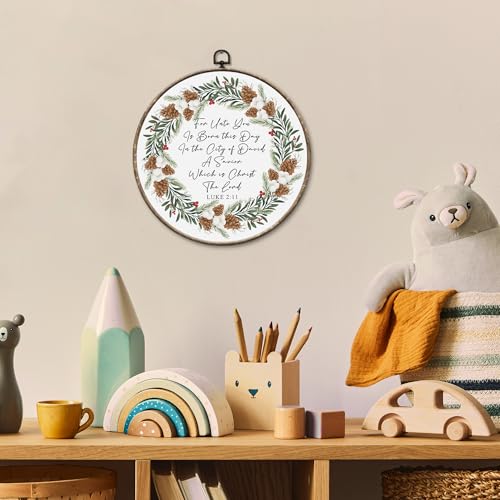 Religious Christmas Wall Art - Luke 2:11 Bible Verse Canvas, 10x10in