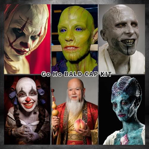 Halloween Bald Cap Makeup Kit - 8-Piece Special Effects Latex & Adhesive Set