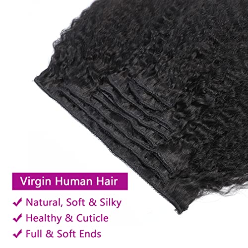 22-Inch Kinky Straight Clip-In Hair Extensions - Thick, Unprocessed Human Hair