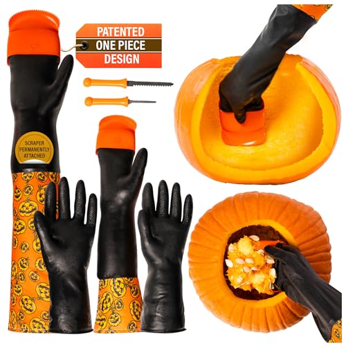 Kids Pumpkin Carving Kit with Scraper Glove - Mess-Free Halloween Guts Removal