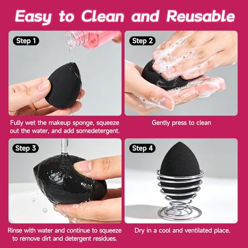 15 Pcs Black Makeup Sponge Set - Latex-Free Reusable Blenders for Wet & Dry Use - Variation of THIS listing