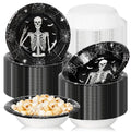 Halloween Paper Bowls 100-Pack - Spooky Skeleton Bat Web Snack Cups