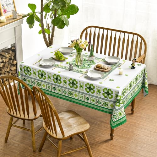 Horaldaily St. Patrick's Day Tablecloth 60x84 Inch Rectangular Green Boho Decor