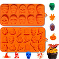 Halloween Skull & Pumpkin Silicone Chocolate Molds - 2 Pack for Candy & Decorations