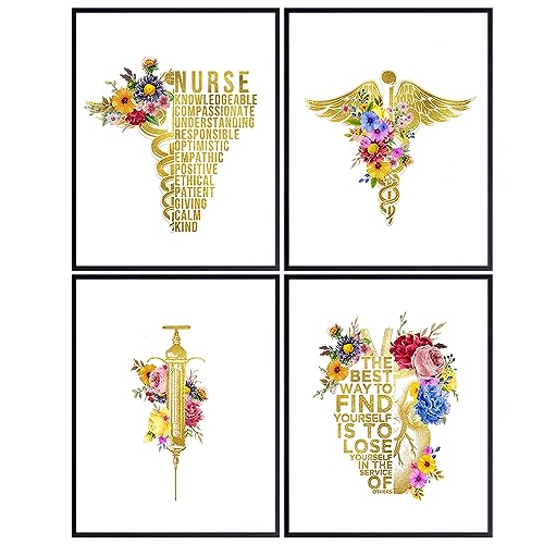 Nurse Wall Art Set 11x14 Inches - RN Gifts for Nurses, Doctors, Practitioner Decor