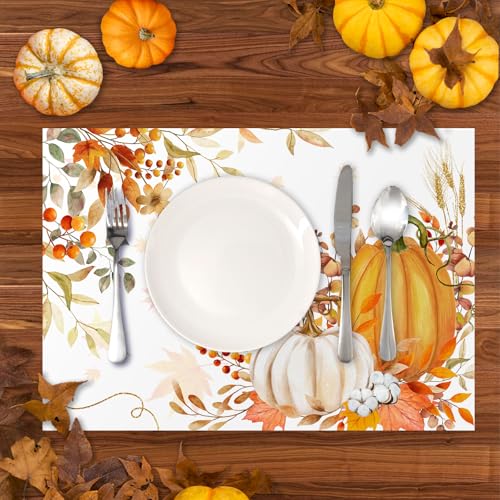Disposable Paper Placemats Set - Thanksgiving Fall Pumpkin Style 1 - 50 Pack