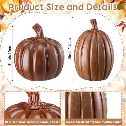 Autumn Pumpkin Decor Set - Resin Tabletop Pumpkins for Fall Thanksgiving Halloween