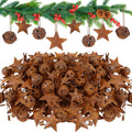 Rustic Christmas Jingle Bell and Star Safety Pins - 200 pcs Holiday Decor