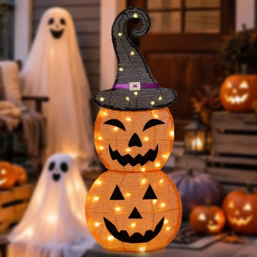 36-Inch Lighted Halloween Pumpkin Decorations with 36 LEDs - Pumpkin Variation