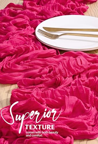 Hot Pink Cheesecloth Table Runner Set - 18 Pack 10FT Boho Rustic Decor