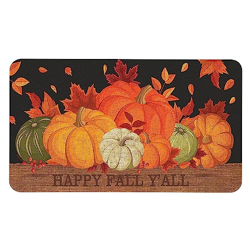 Autumn Welcome Door Mat - Fall Pumpkin Design, 30x17 Inch, Non Slip, Indoor Outdoor