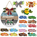 Interchangeable Welcome Sign with Black Cat & Seasonal Wreaths - Landscape, Magnetic Door Decor
