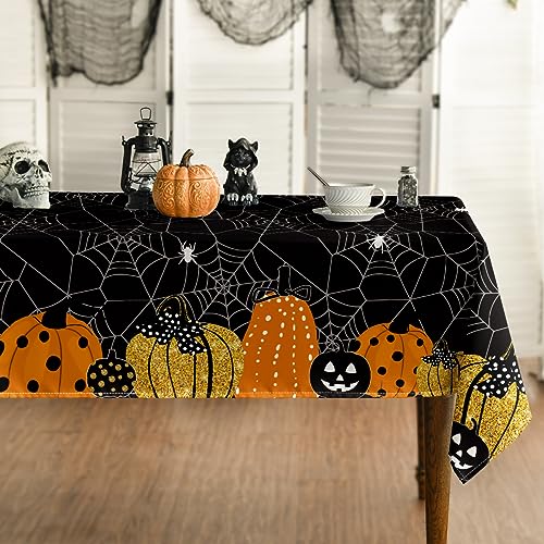 Halloween Cobweb Tablecloth 60 x 120 Inch Rectangular Black - Spooky Home Decor